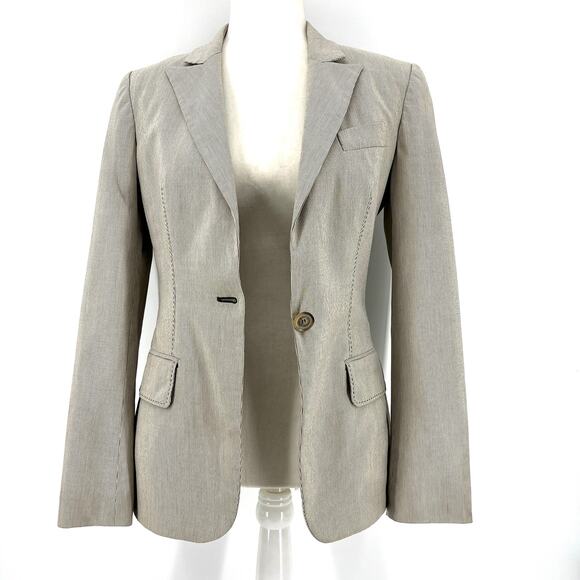 Stella McCartney Beige Single Breasted Blazer Stripe Lined EU 42 (US4-6)